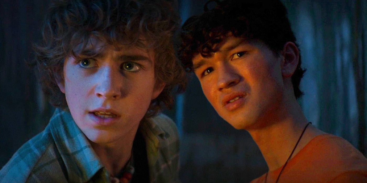 Percy Jackson and Luke looking shocked at one another in Percy Jackson episode 8
