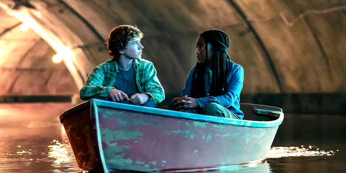 Percy Jackson and Annabeth riding in a boat in the Tunnel of Love in Percy Jackson & the Olympians