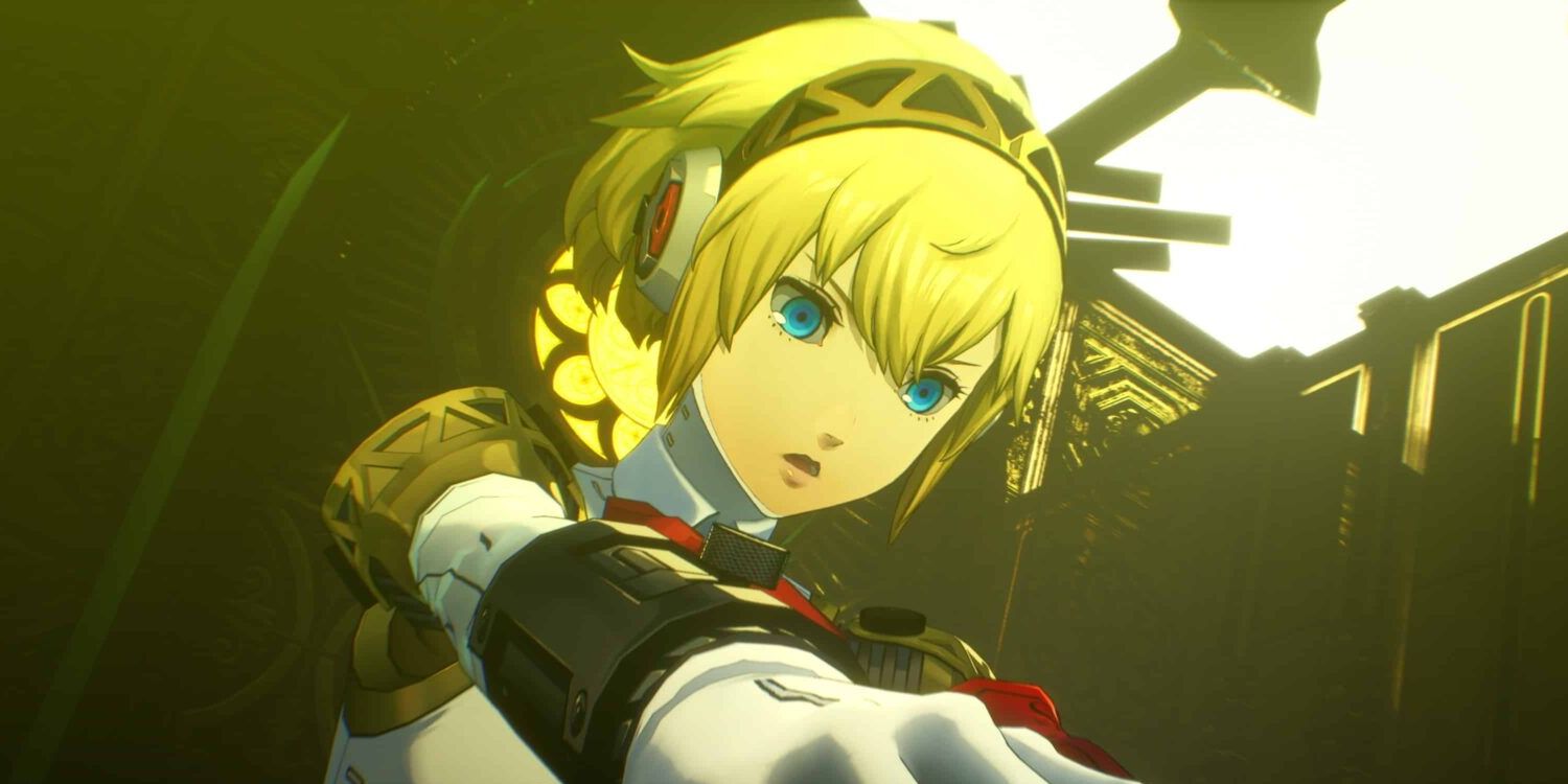 Aigis in Tartarus with an intense look in a screenshot from Persona 3 Reload.