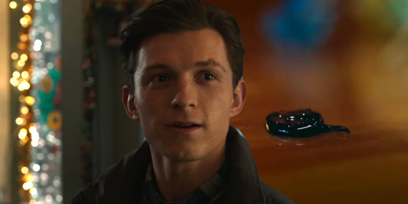 Split image of Tom Holland's Peter Parker and Venom symbiote in Spider-Man: No Way Home