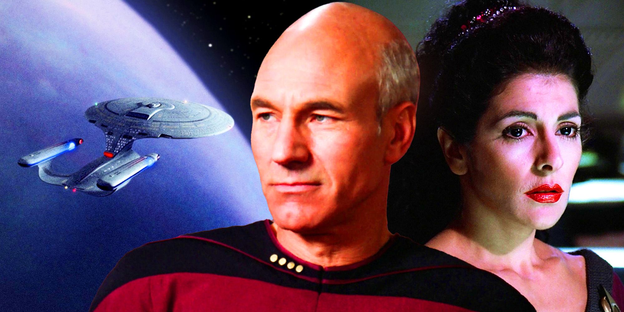 Picard and Troi from The Child in Star Trek The Next Generation