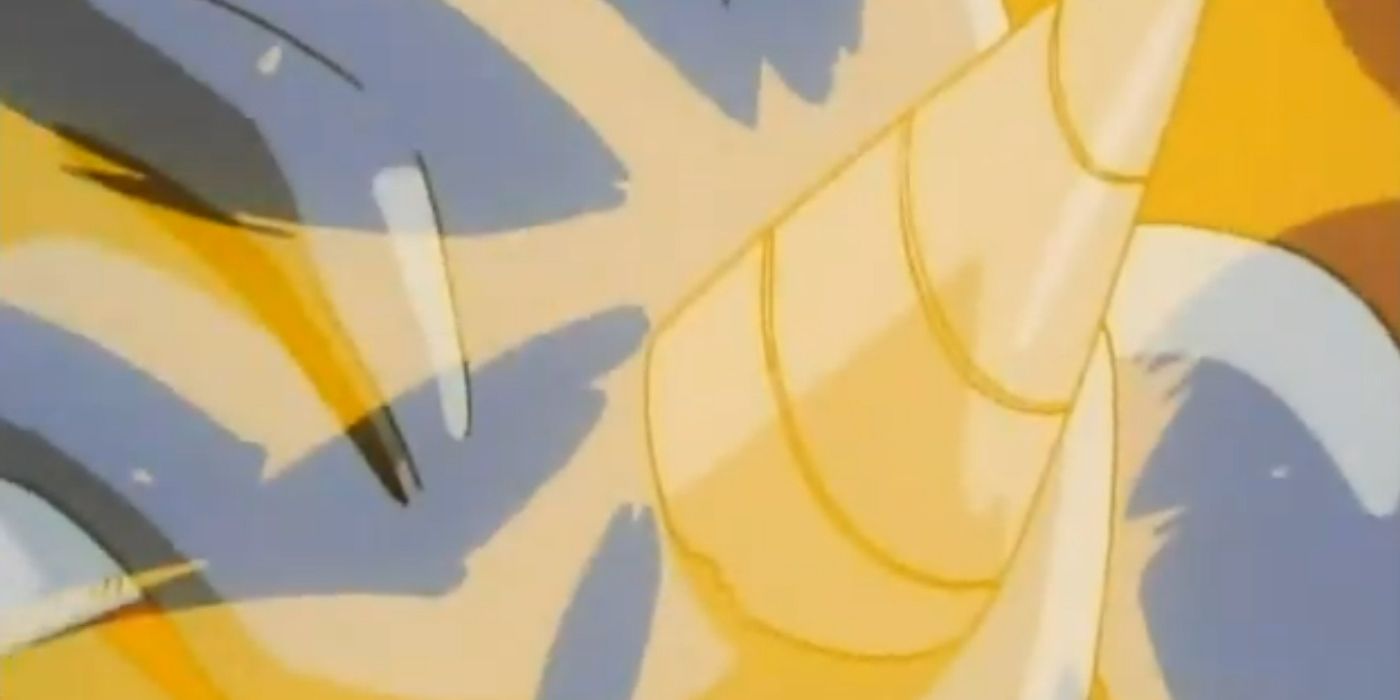 Pokemon: Pikachu hits Rhydon's horn.