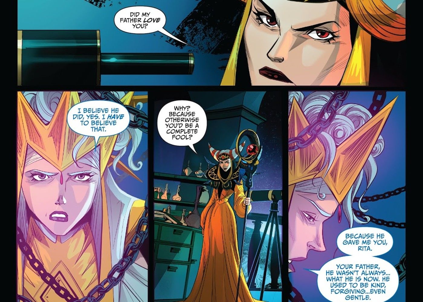 Go Go Power Rangers #20, Power Rangers villain Rita Repulsa asks her mother Lady Fienna about her father Master Vile