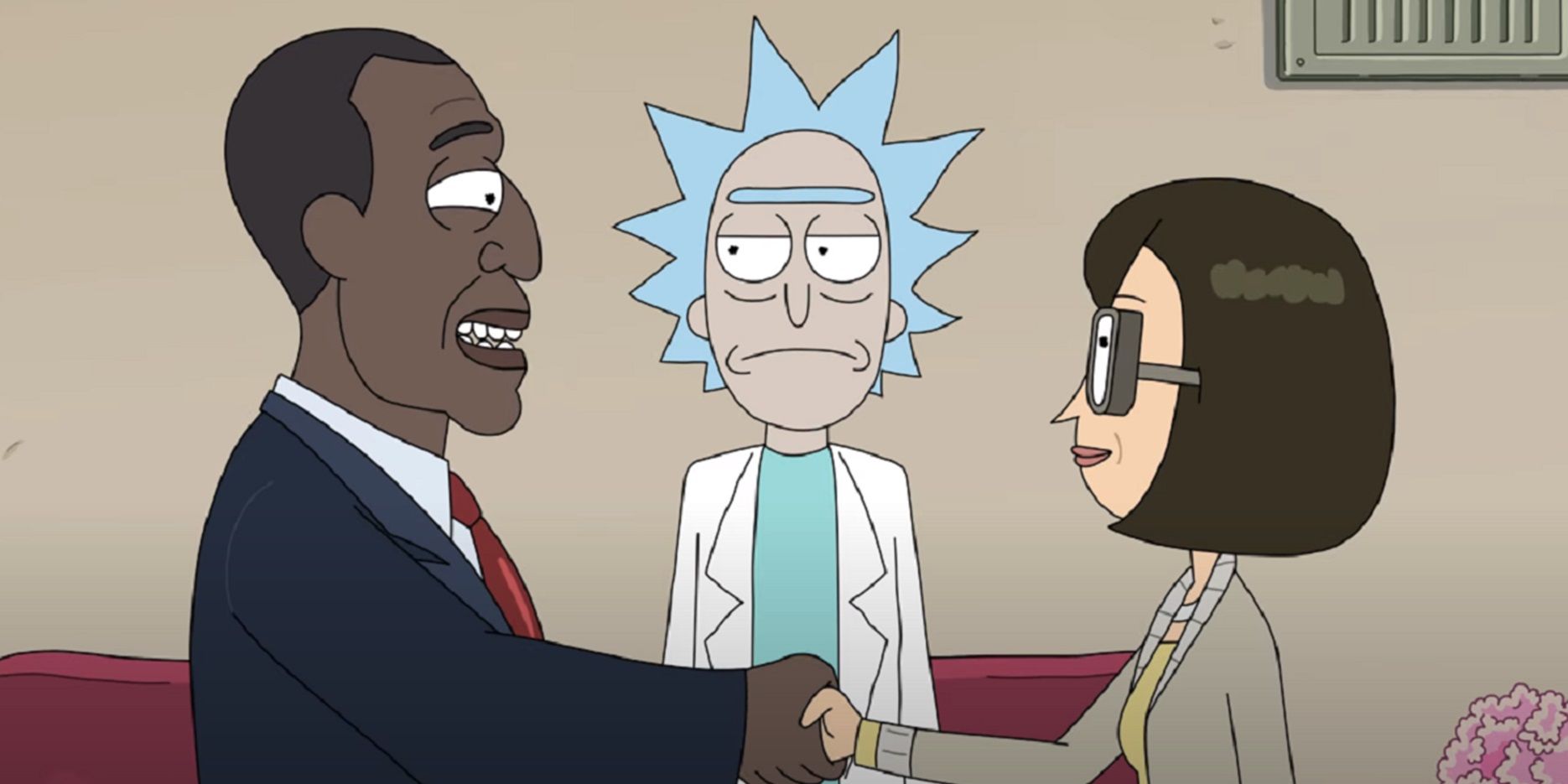 President Curtis meets Dr Wong in Rick and Morty