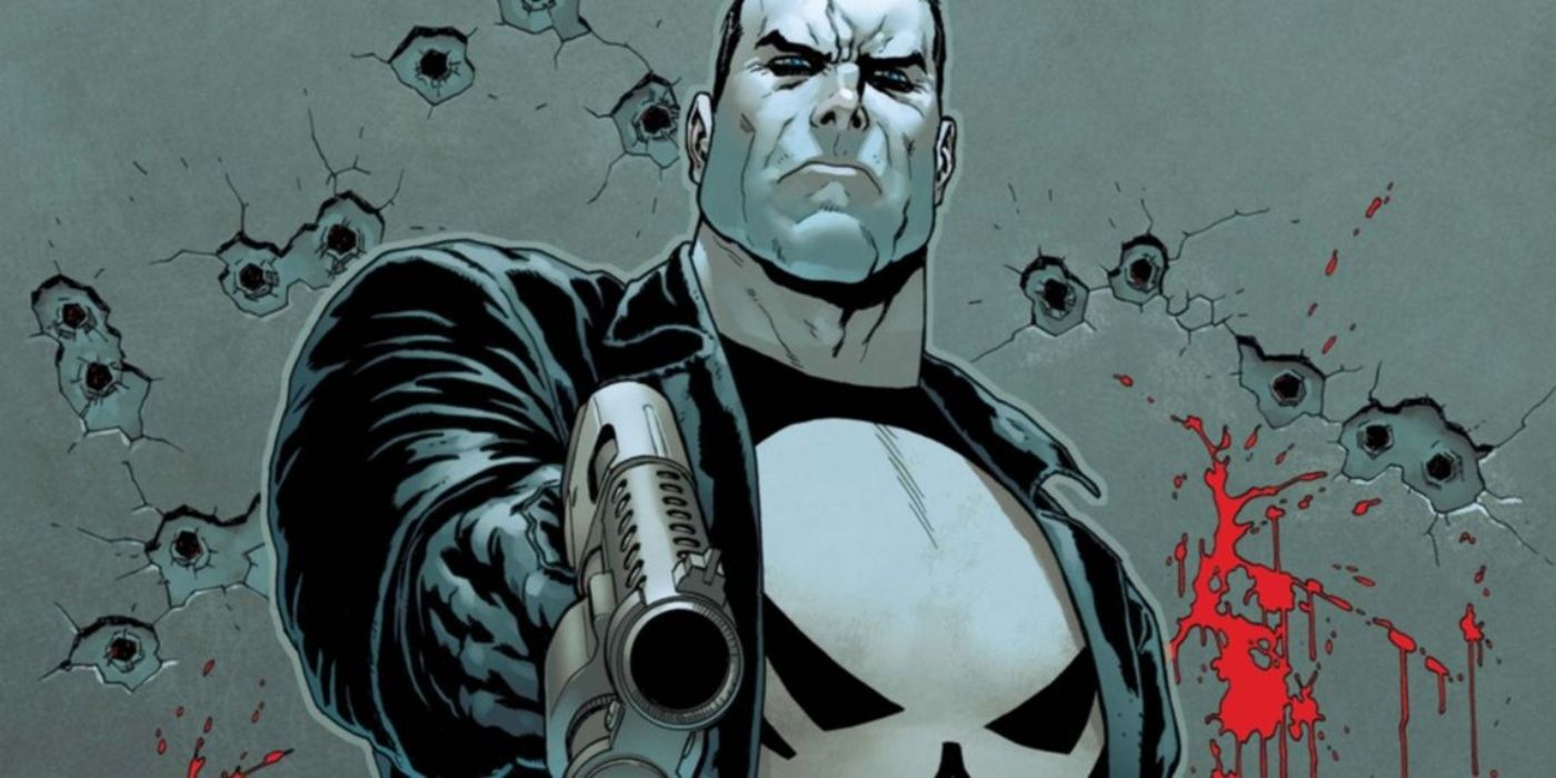 O Justiceiro de Frank Castle atirando em alguém.