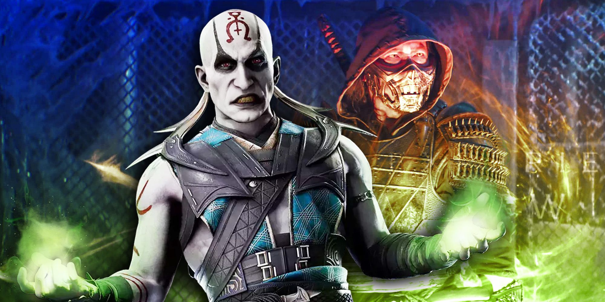 Quan-Chi from Mortal Kombat 11 and Scorprion from Mortal Kombat 2021 
