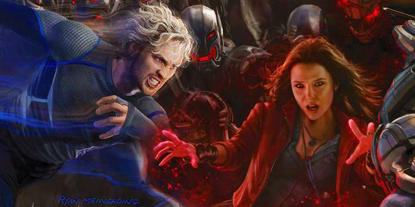 Quicksilver and Scarlet Witch in Avengers Age of Ultron poster