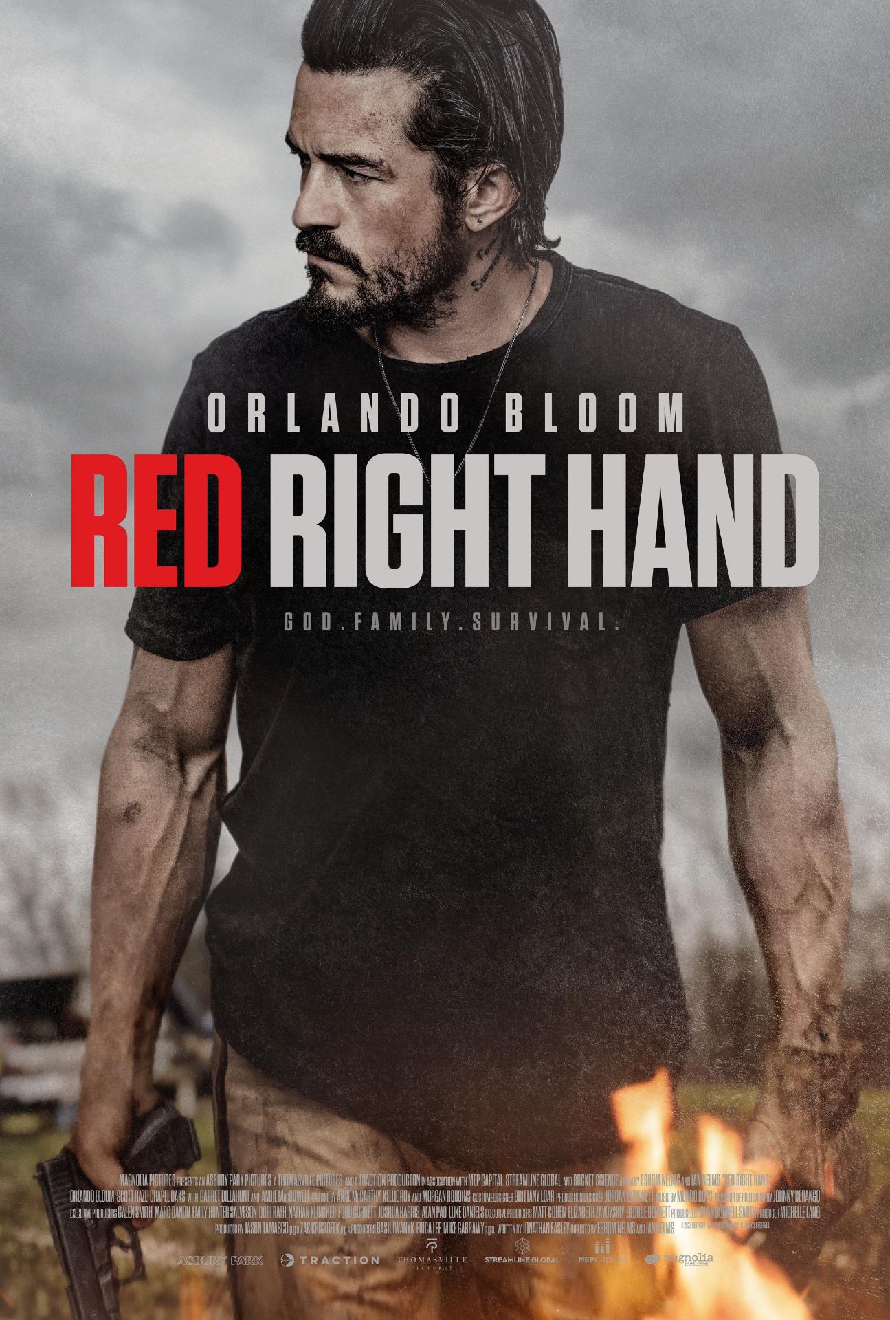 Red Right Hand Review Orlando Bloom Carries Compelling Conventional   Red Right Hand Movie Poster 