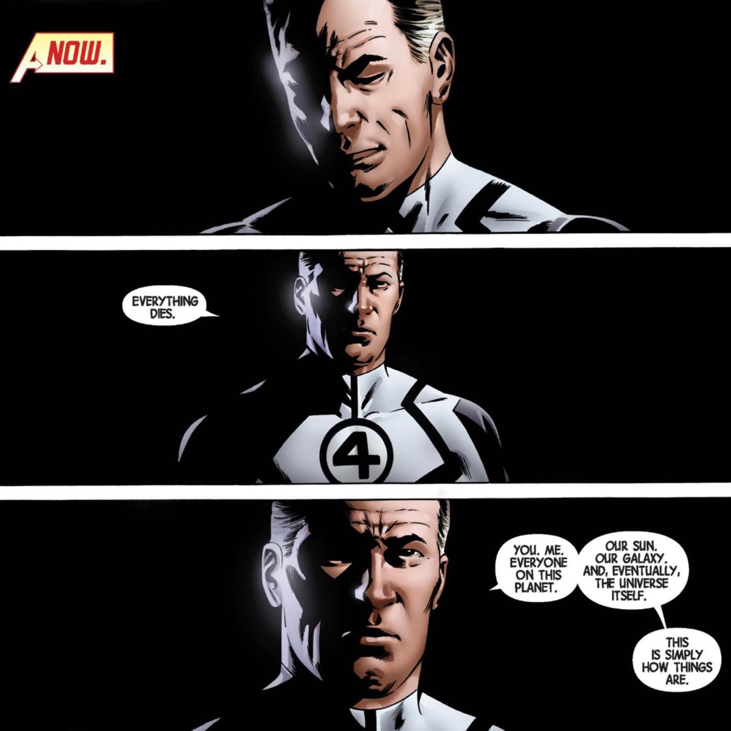 Reed Richards saying that everything dies in New Avengers #1