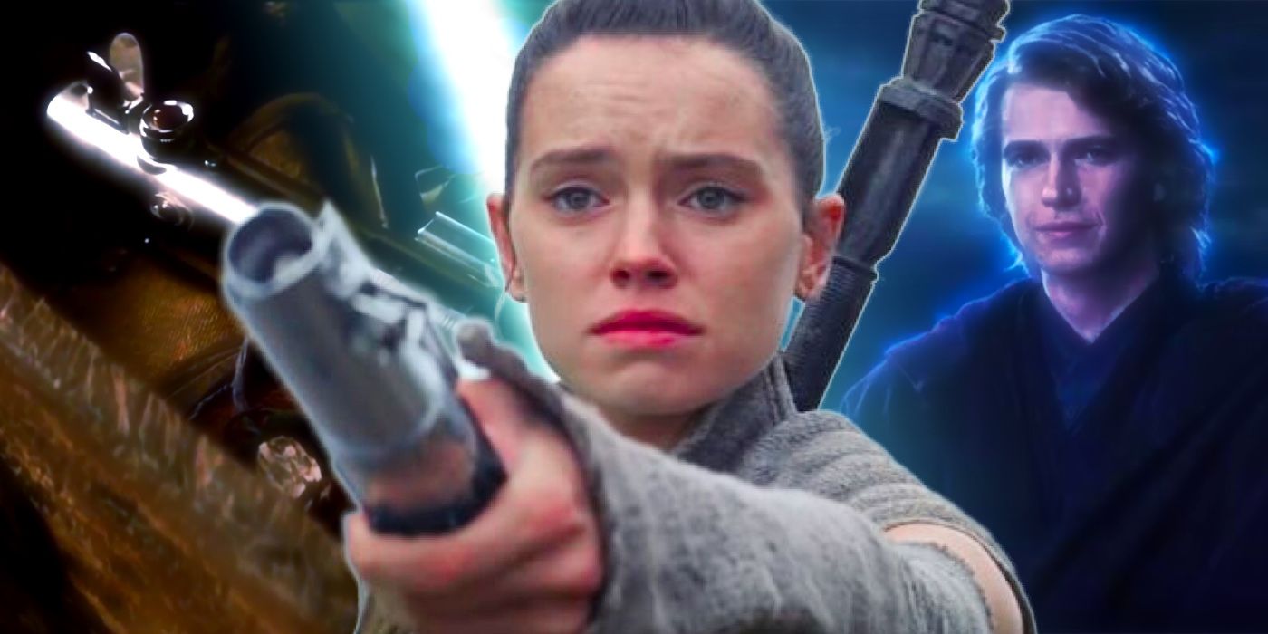 Rey In Force Awakens With Anakin and Skywalker Saber