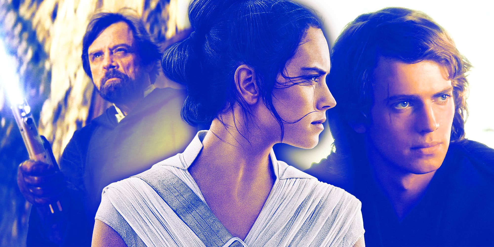 Rey Luke and Anakin Skywalker