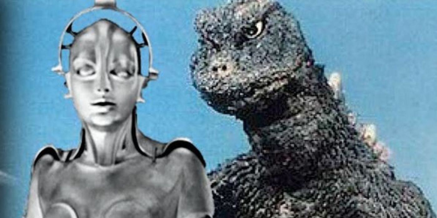 Composite of the robot from Metropolis and Haruo Nakajima as Godzilla
