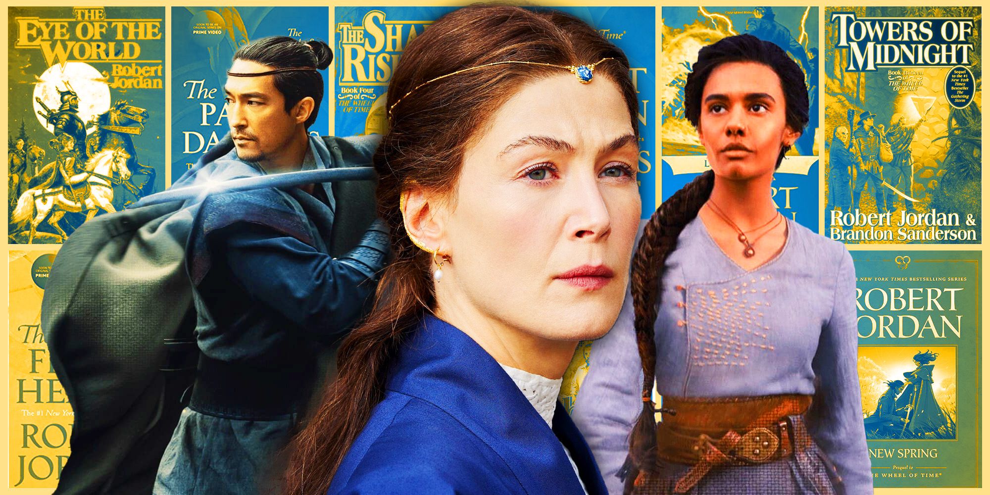 Rosamund Pike and Daniel Henney and Madeleine Madden from The Wheel of Time