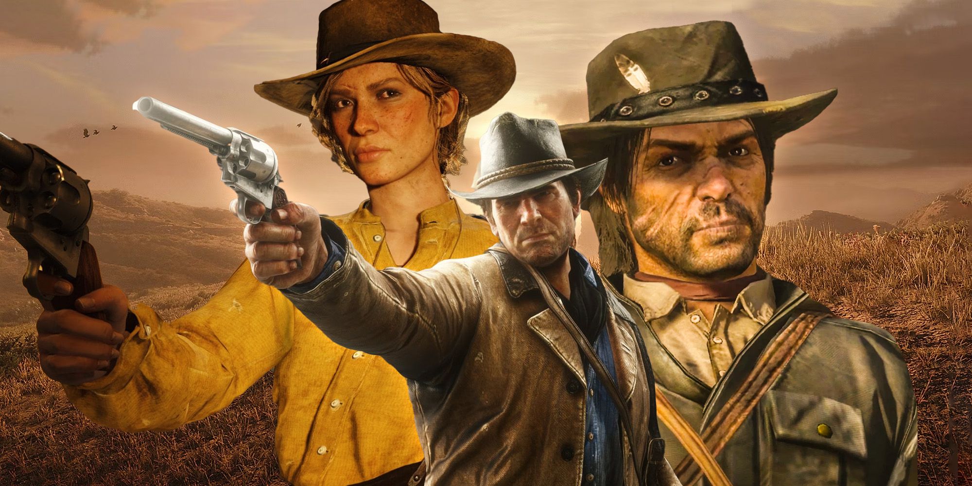 Sadie, Arthur Morgan, and James Marston from Red Dead Redemption 2