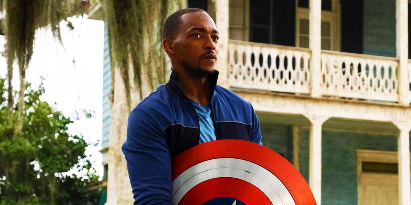 Sam Wilson with Captain America shield at house in The Falcon and the Winter Soldier