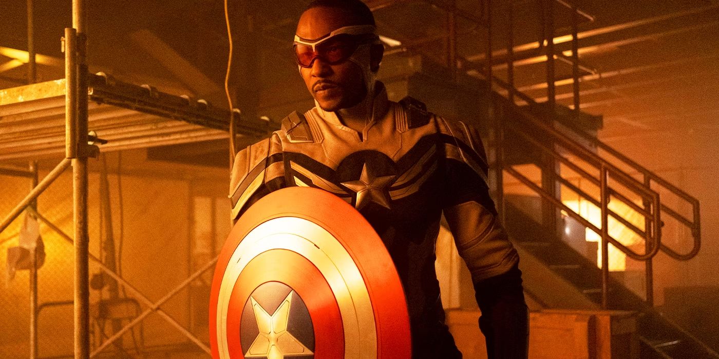 Captain America (Anthony Mackie) with his shield in Falcon and the Winter Soldier