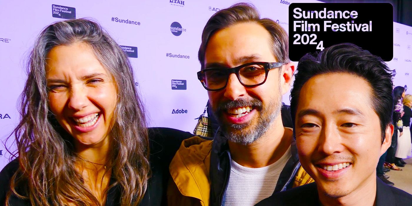 Steven Yeun, Sam Zuchero & Andy Zuchero at the Sundance premiere of Love Me