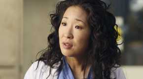 Sandra Oh as Cristina Yang looking off screen in Grey's Anatomy.