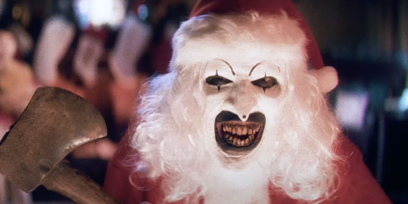 Art the Clown dressed as Santa for Terrifier 3