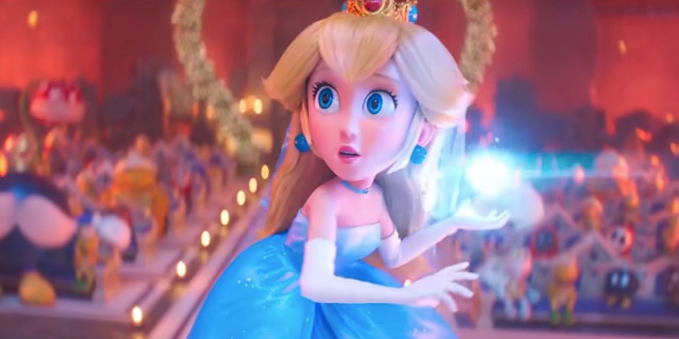 Princess Peach holding an ice attack in The Super Mario Bros. Movie.