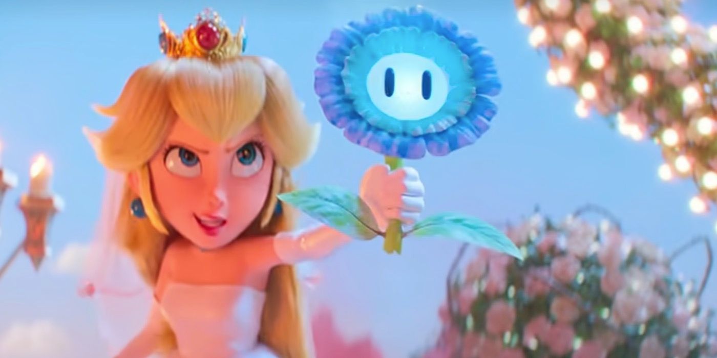Peach holding an ice flower in The Super Mario Bros. Movie.