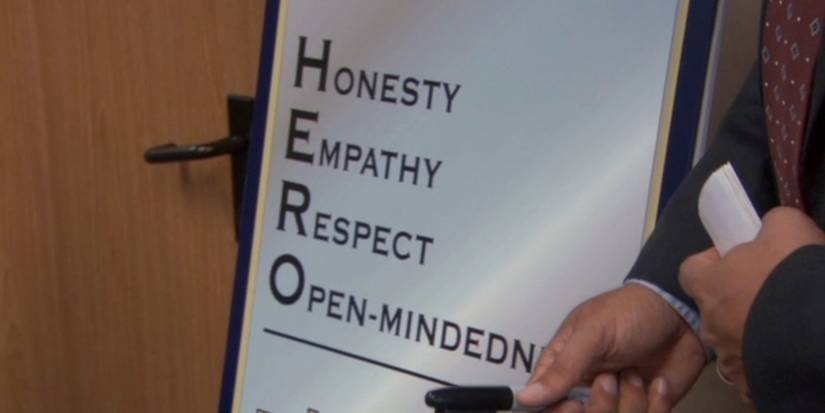The diversity day Hero acronym in The Office.