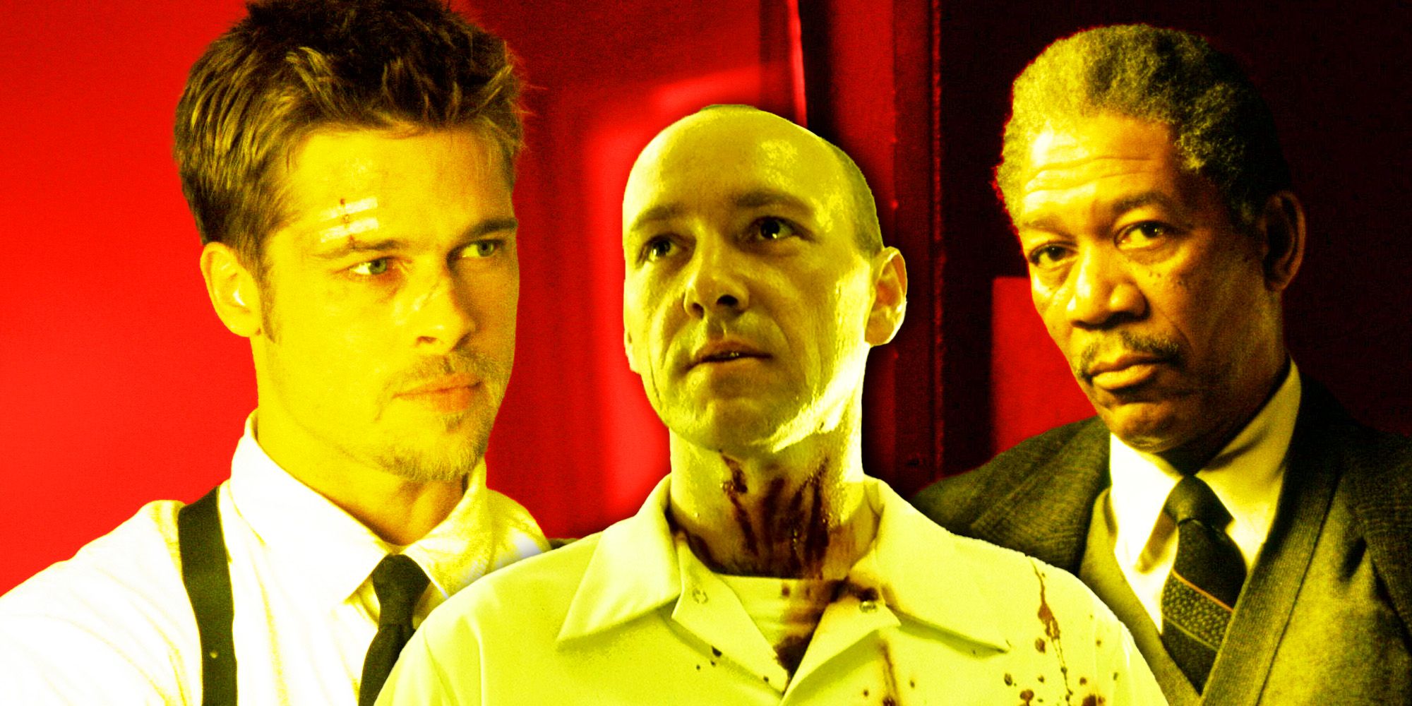 Se7en Brad Pitt as Mills Kevin Spacey as John Doe and Martin Freeman as Somerset in Seven