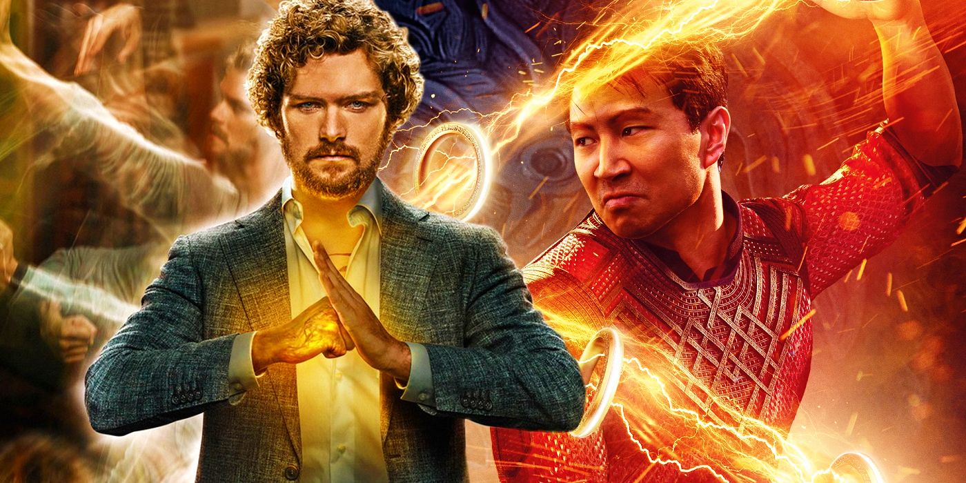 Shang-Chi wielding the Ten Rings next to Danny Rand/Iron Fist