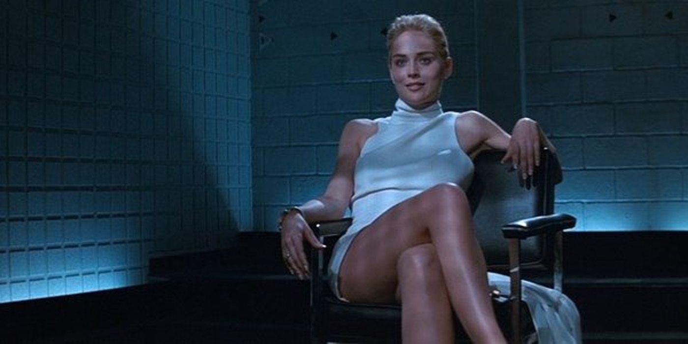 Sharon Stone in the interrogation scene in Basic Instinct