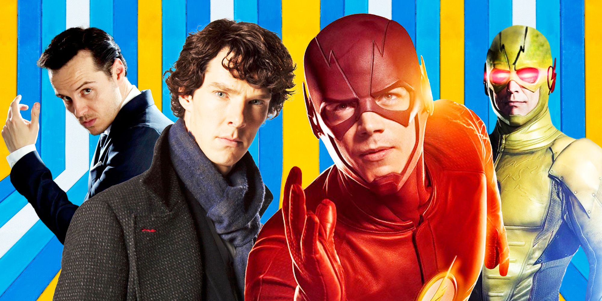 Sherlock and Moriarty from Sherlock, and Flash and Reverse Flash from The Flash CW