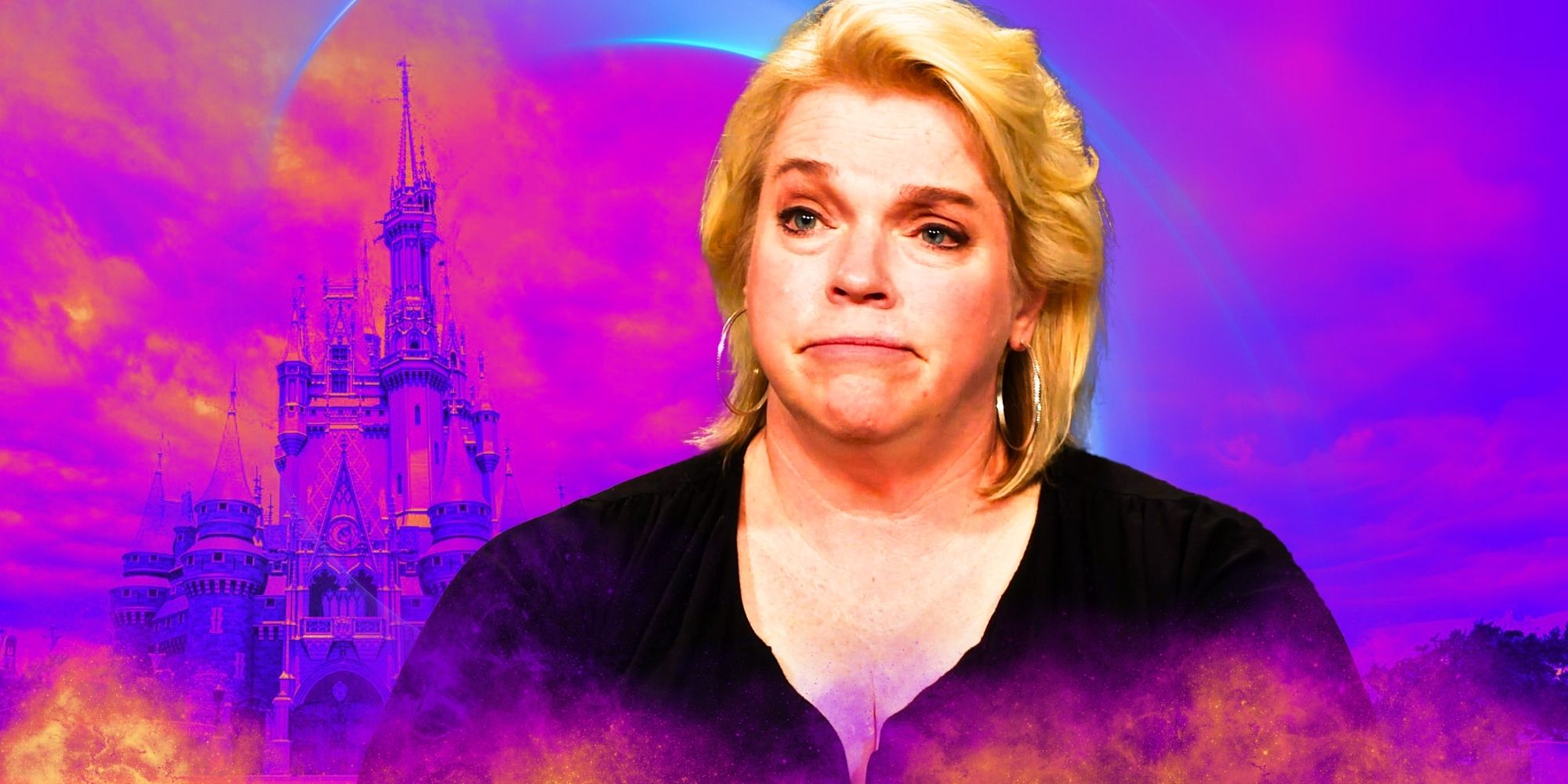 Sister Wives Star Janelle Brown, with Disney World's Cinderella Castle behind her