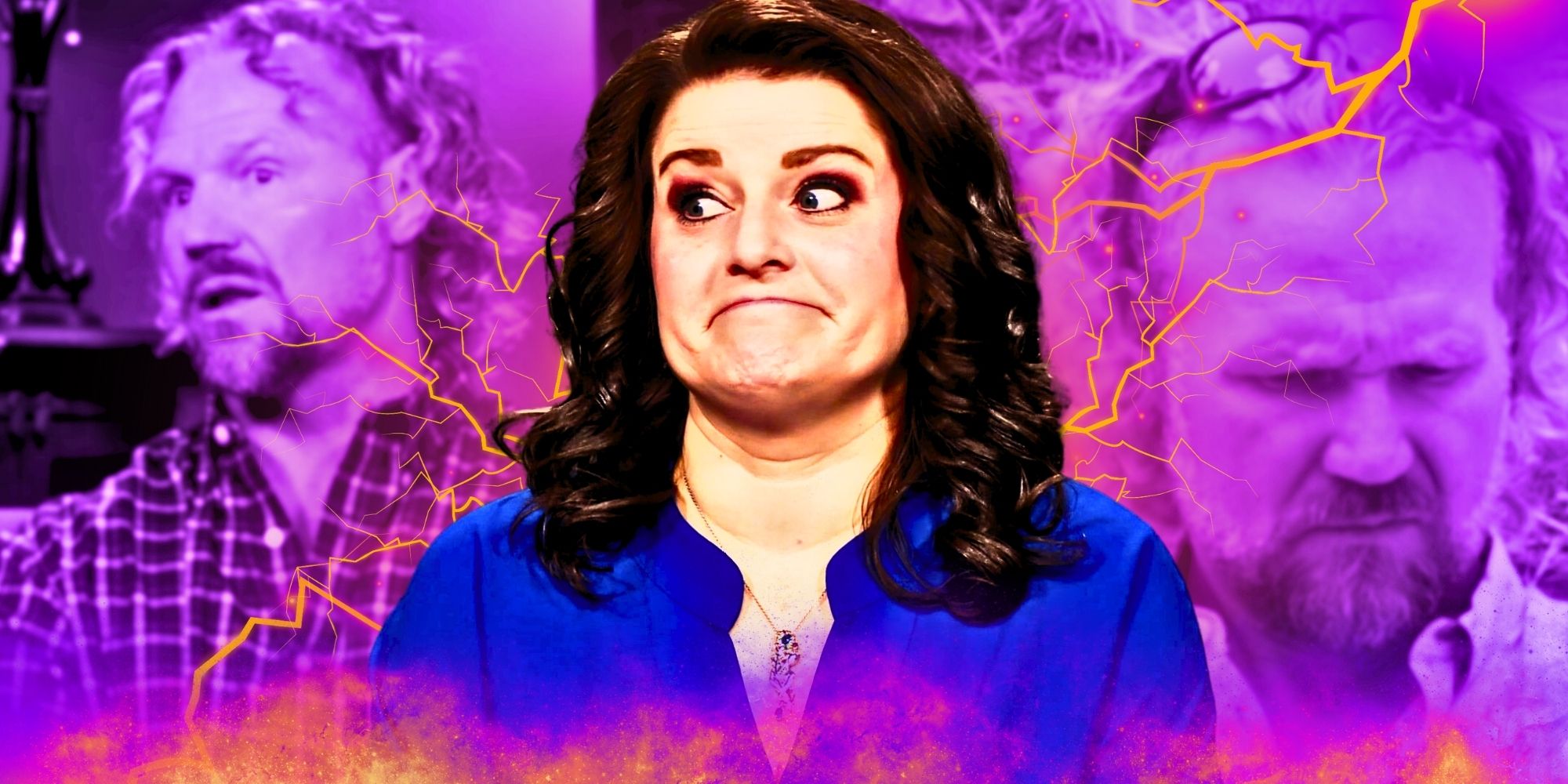 Sister Wives robyn kody robyn brown making a face lavender background
