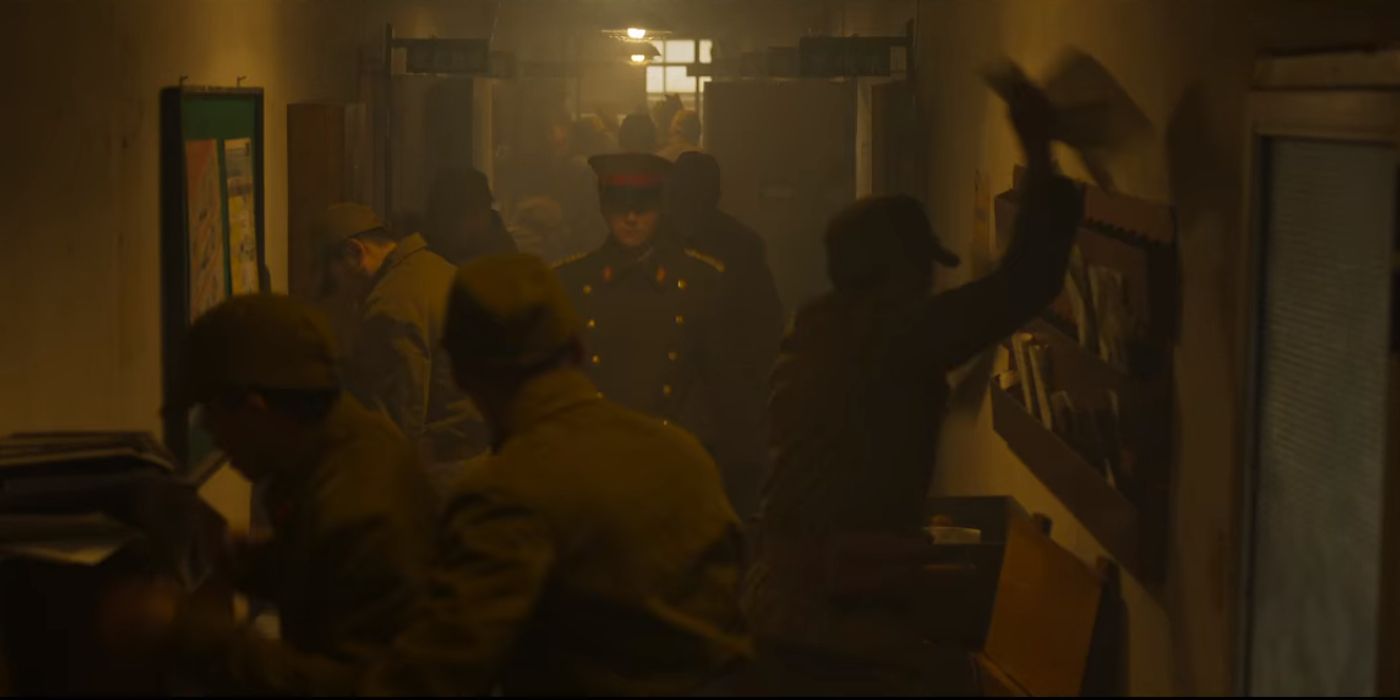 Soldiers burning documents in Gyeongseong Creature