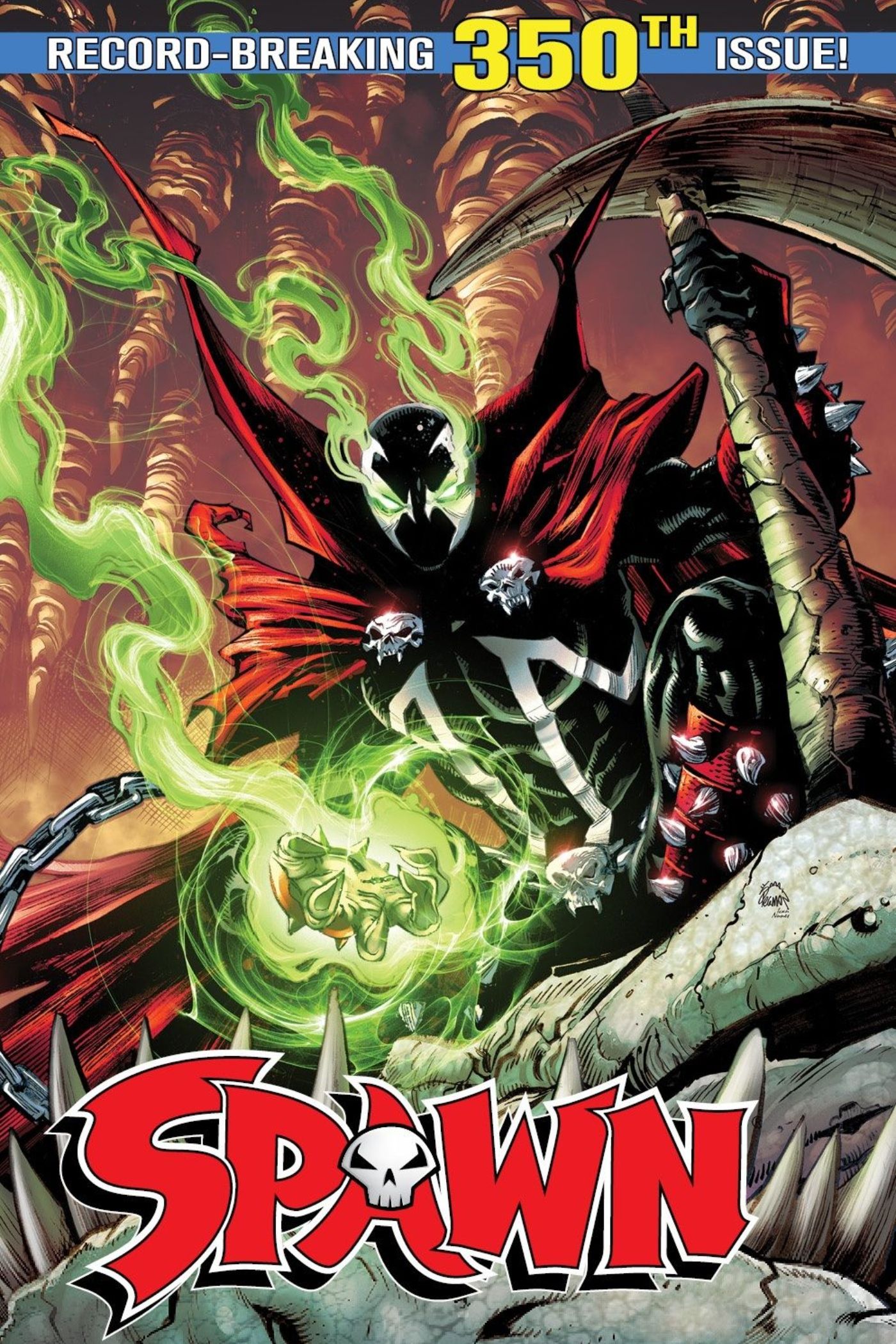 Spawn #350 variant cover featuring Spawn surging with power.