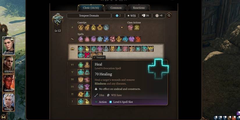 Spell description for heal in Baldur's Gate 3