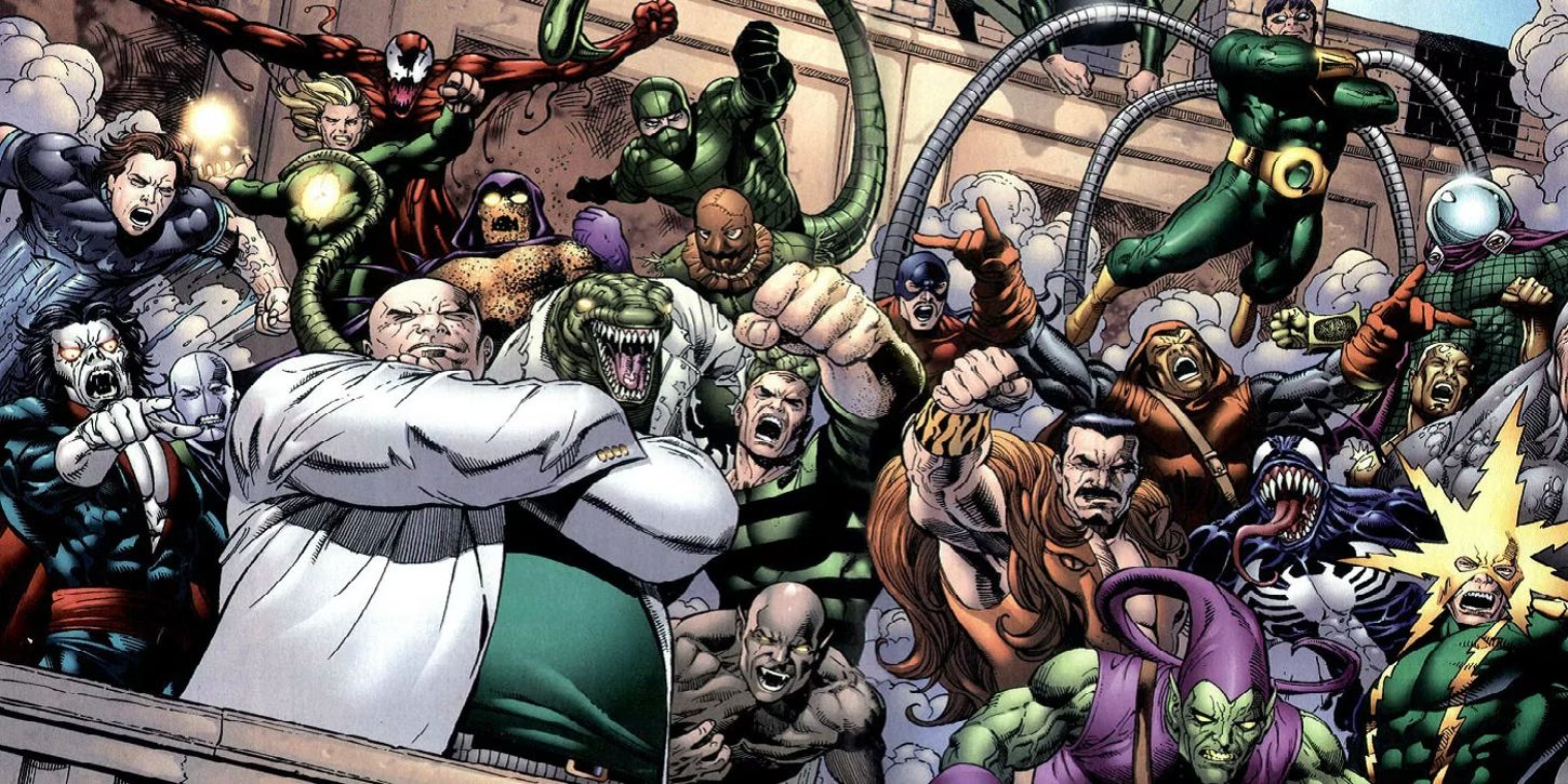 Featured Image: Spider-Man's comprehensive rogues gallery, posing for a group picture
