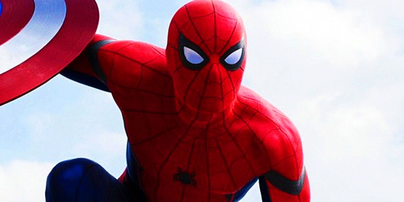 Spider-Man with Captain America's shield in Captain America Civil War