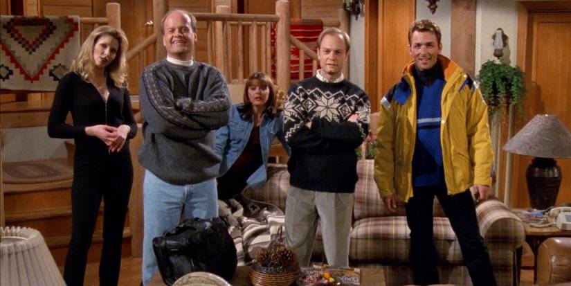 Standing at a ski lodge in season 5 episode 14 of Frasier