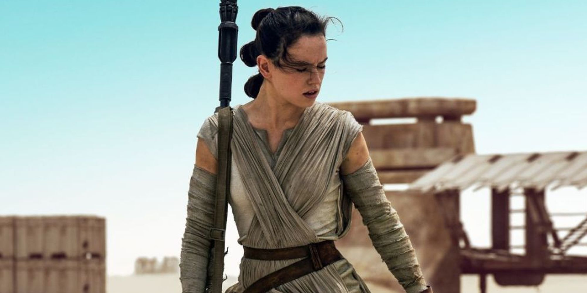 Daisy Ridley as Rey on Jakku in Star Wars Episode VII The Force Awakens