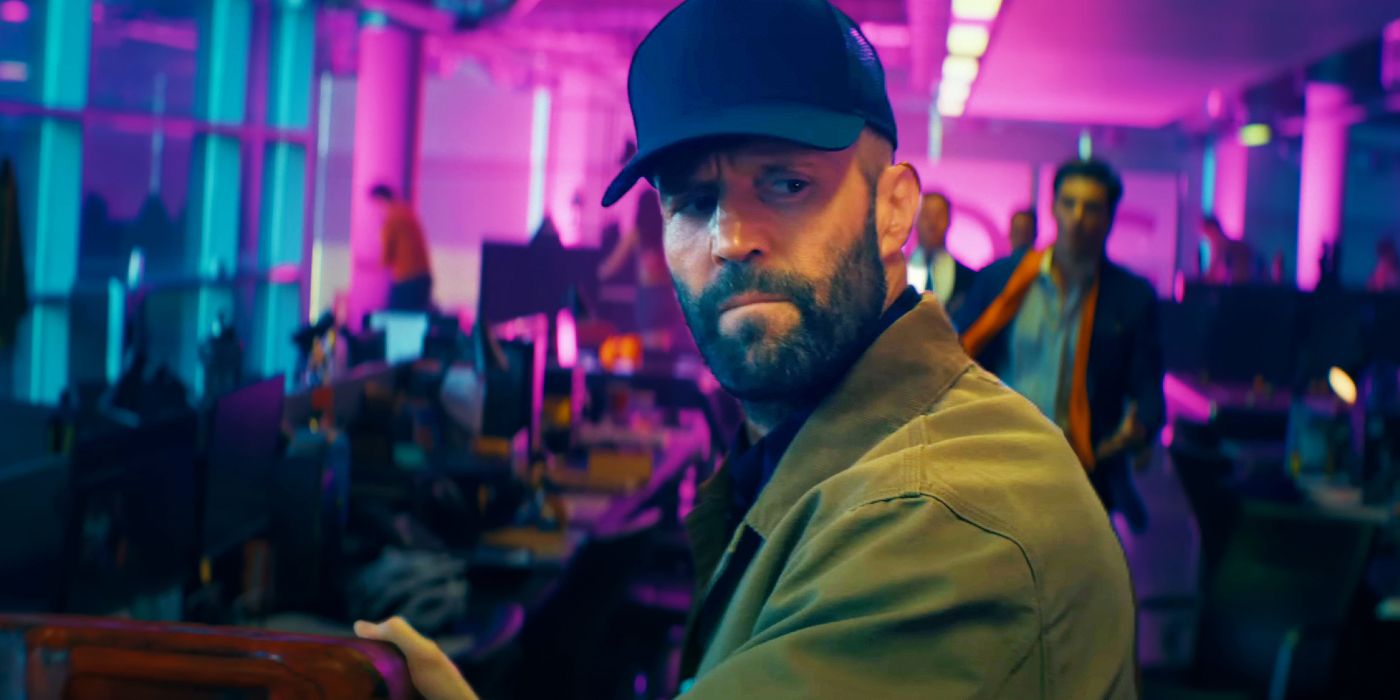 Statham as Adam Clay at one of the call centers in The Beekeeper