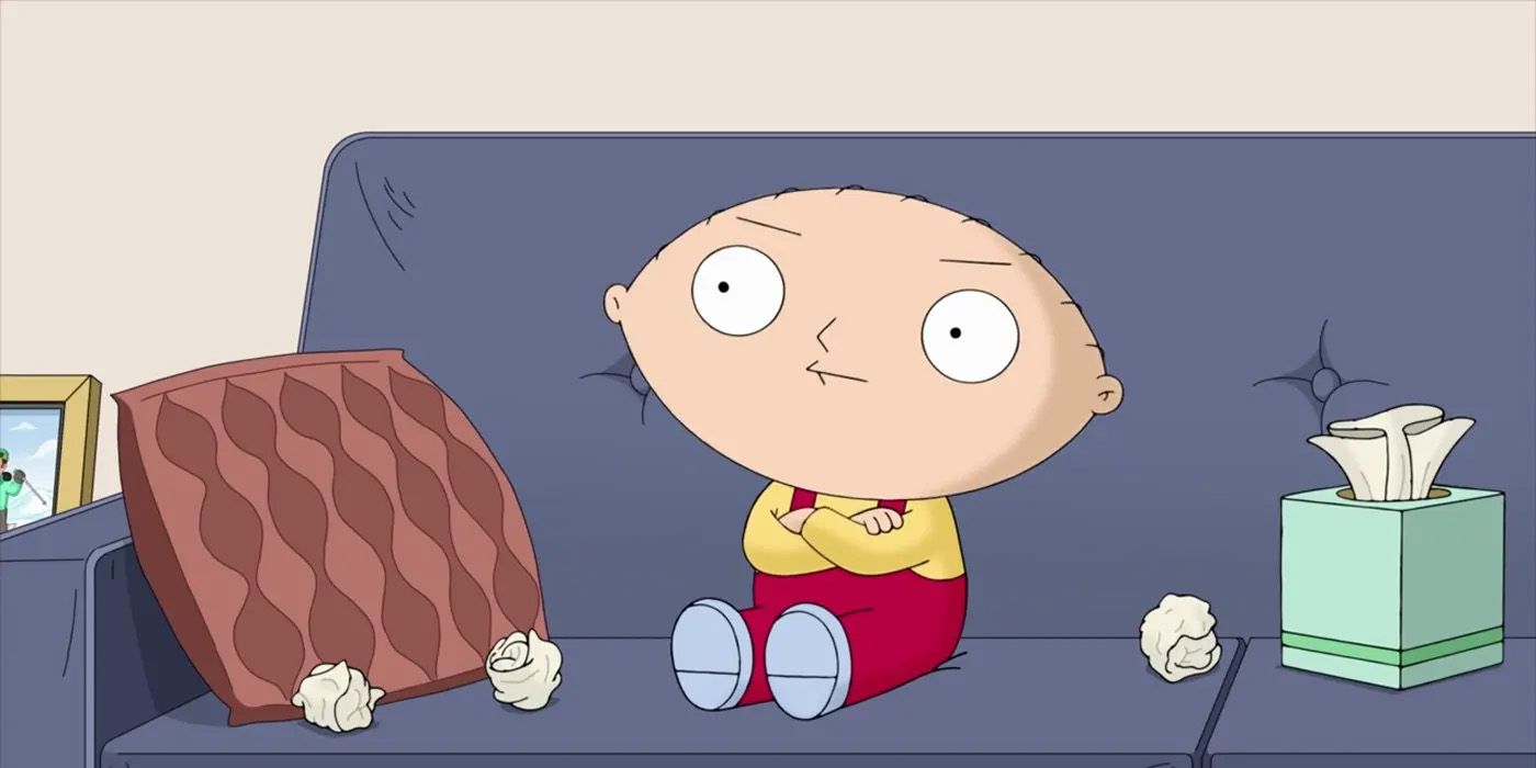 Stewie talking to a therapist in Family Guy