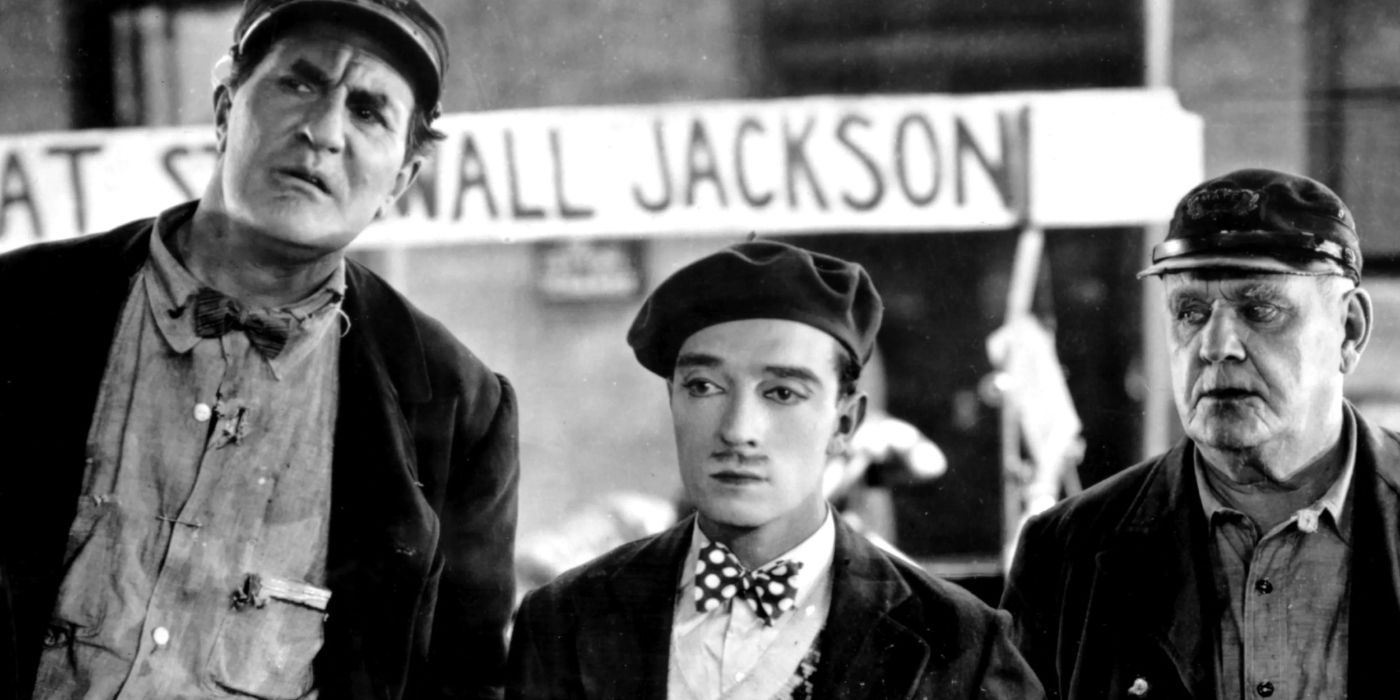 Still from Steamboat Bill Jr starring Buster Keaton