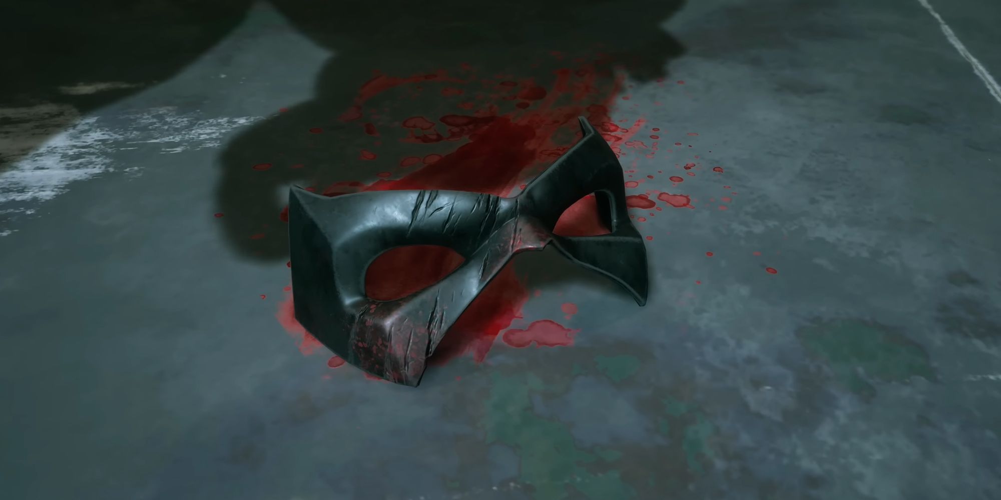 Robin's mask in a pool of blood in Suicide Squad KTJL