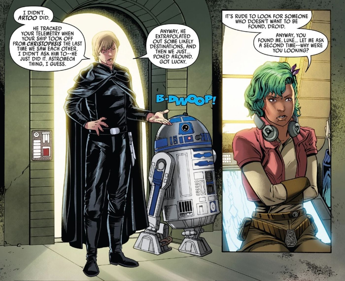 Star Wars #42, Luke Skywalker explica que R2-D2 é um rastreador mestre