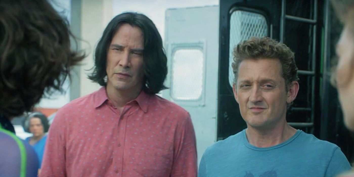 Ted (Keanu Reeves) and Bill (Alex Winter) standing next to each other in Bill & Ted Face the Music