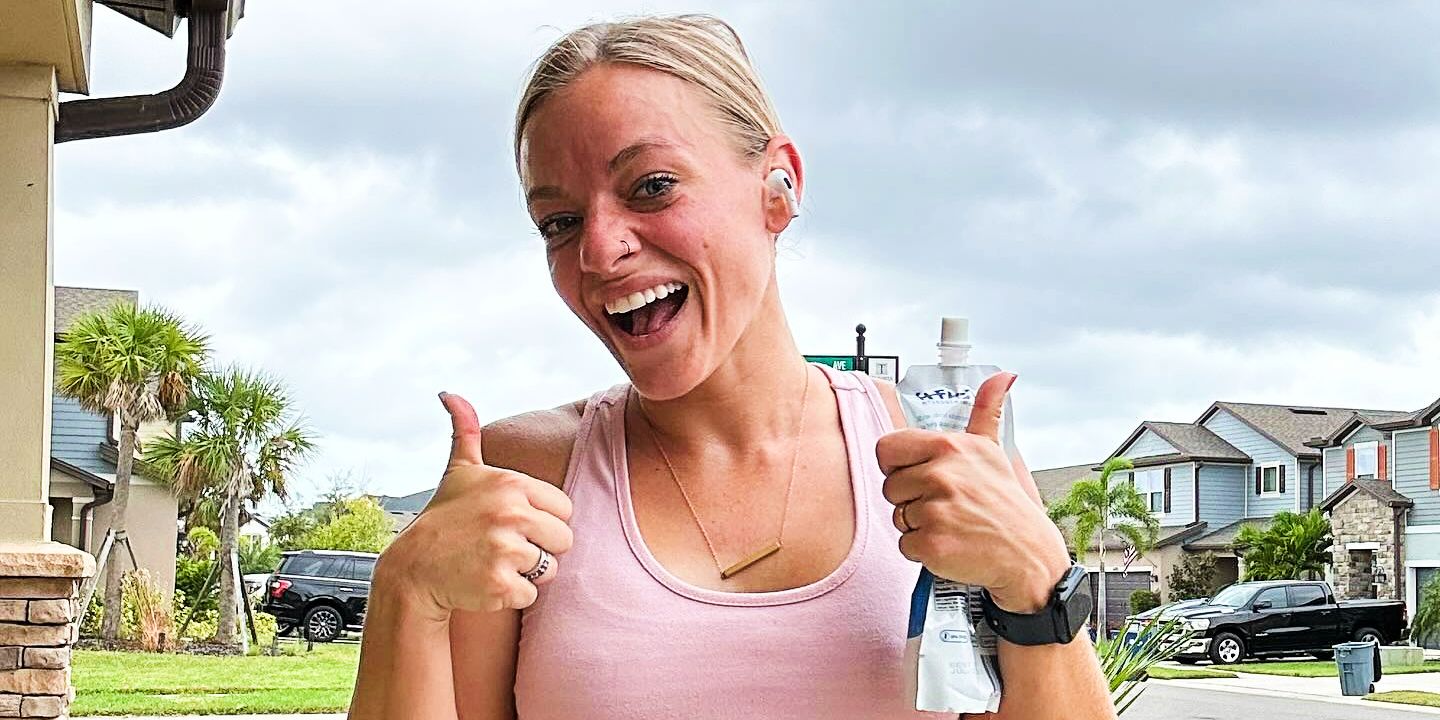 Teen Mom star Mackenzie McKee smiling and giving thumbs up after a run