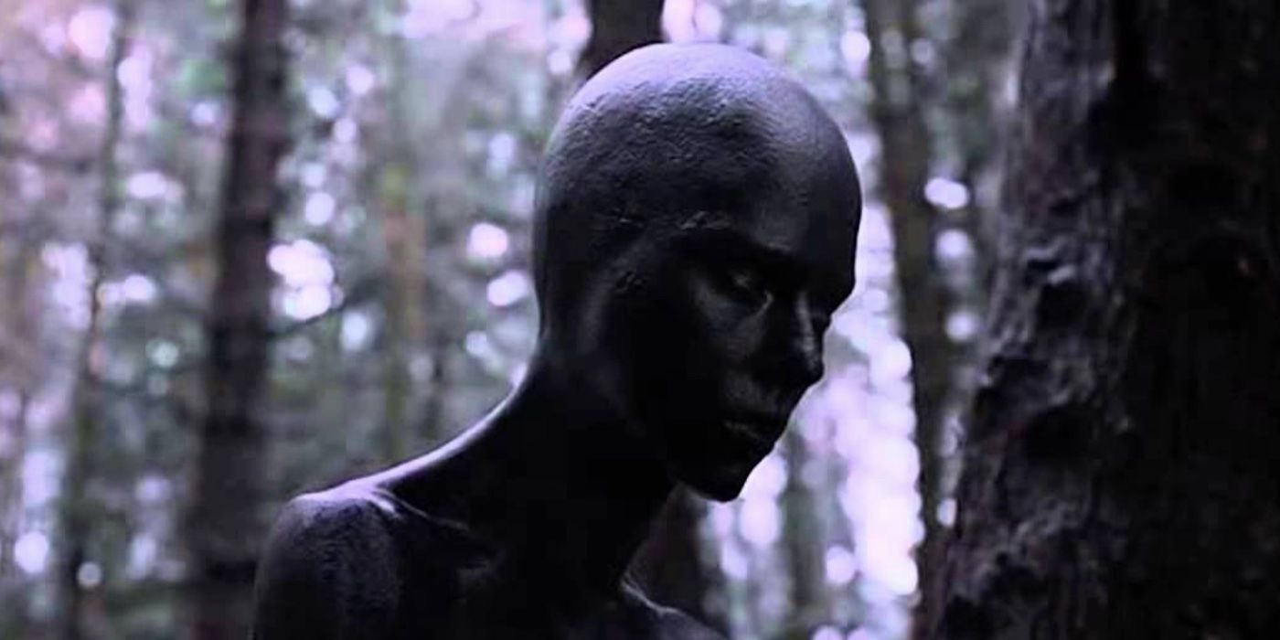 O alienígena está sentado na floresta em Under the Skin