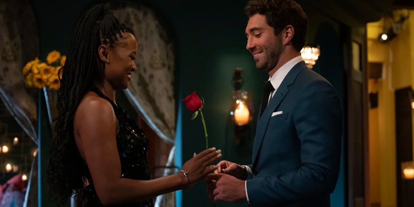 The Bachelor Season 28 Contestant Edwina Dorbor Receiving A Rose From Joey Graziadei