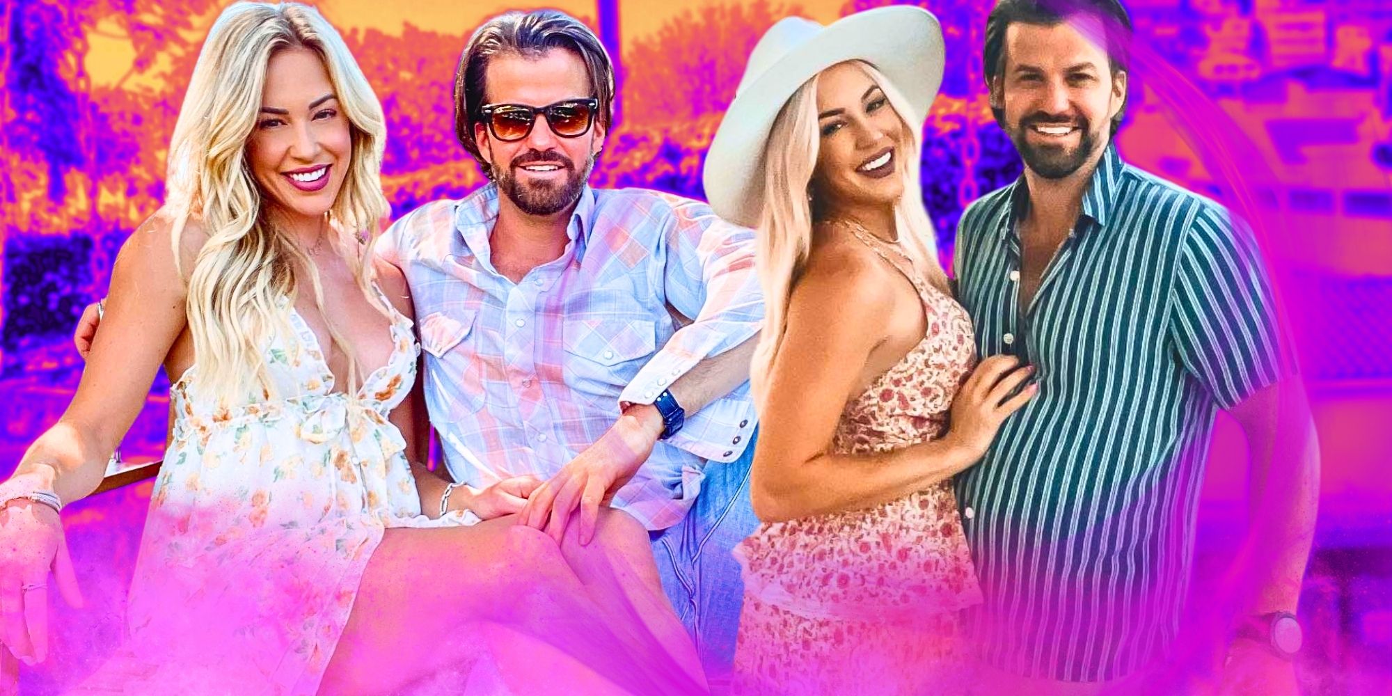 The Challenge couples montage pink background
