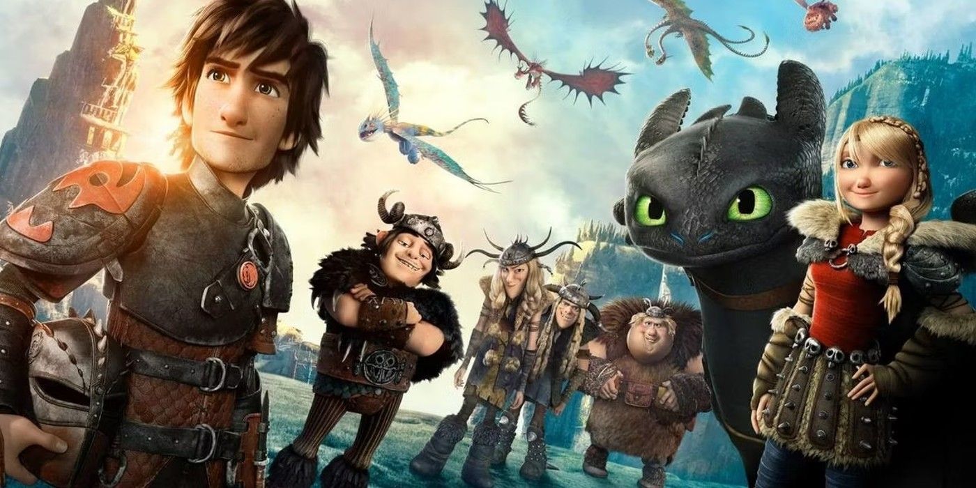 the characters of How to Train Your Dragon assembled on the poster